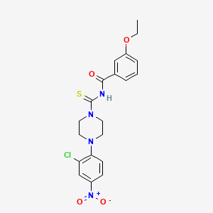 molecular formula C20H21ClN4O4S B3935687 N-{[4-(2-chloro-4-nitrophenyl)-1-piperazinyl]carbonothioyl}-3-ethoxybenzamide 