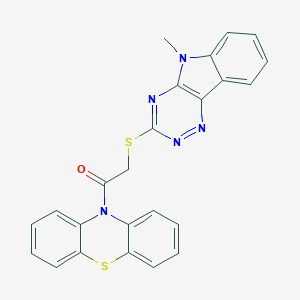 molecular formula C24H17N5OS2 B393569 10-{[(5-methyl-5H-[1,2,4]triazino[5,6-b]indol-3-yl)sulfanyl]acetyl}-10H-phenothiazine 