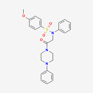 molecular formula C25H27N3O4S B3935719 4-methoxy-N-[2-oxo-2-(4-phenyl-1-piperazinyl)ethyl]-N-phenylbenzenesulfonamide 
