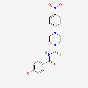molecular formula C19H20N4O4S B3935731 4-methoxy-N-{[4-(4-nitrophenyl)-1-piperazinyl]carbonothioyl}benzamide 