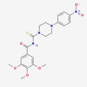 molecular formula C21H24N4O6S B3935739 3,4,5-trimethoxy-N-{[4-(4-nitrophenyl)-1-piperazinyl]carbonothioyl}benzamide 