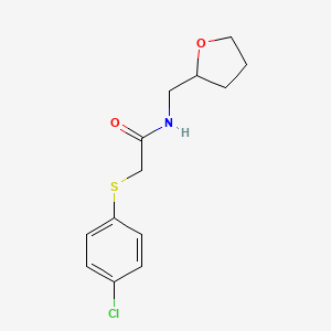 molecular formula C13H16ClNO2S B3935751 2-[(4-chlorophenyl)thio]-N-(tetrahydro-2-furanylmethyl)acetamide 