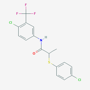 molecular formula C16H12Cl2F3NOS B3935769 2-[(4-chlorophenyl)thio]-N-[4-chloro-3-(trifluoromethyl)phenyl]propanamide 
