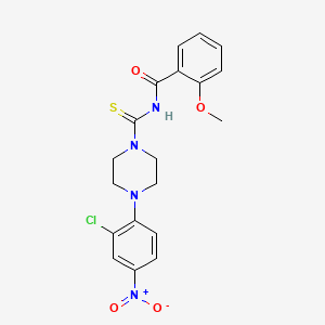 molecular formula C19H19ClN4O4S B3935799 N-{[4-(2-chloro-4-nitrophenyl)-1-piperazinyl]carbonothioyl}-2-methoxybenzamide 