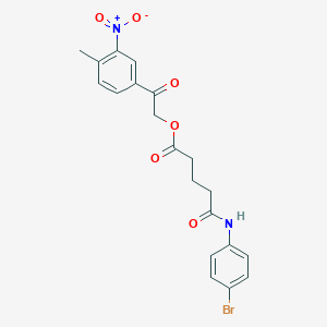 molecular formula C20H19BrN2O6 B3935857 2-(4-methyl-3-nitrophenyl)-2-oxoethyl 5-[(4-bromophenyl)amino]-5-oxopentanoate 