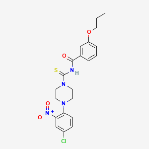 molecular formula C21H23ClN4O4S B3935888 N-{[4-(4-chloro-2-nitrophenyl)-1-piperazinyl]carbonothioyl}-3-propoxybenzamide 