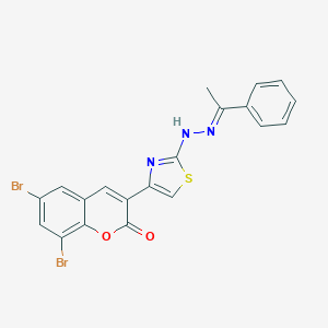 molecular formula C20H13Br2N3O2S B393590 6,8-dibromo-3-{2-[2-(1-phenylethylidene)hydrazino]-1,3-thiazol-4-yl}-2H-chromen-2-one 