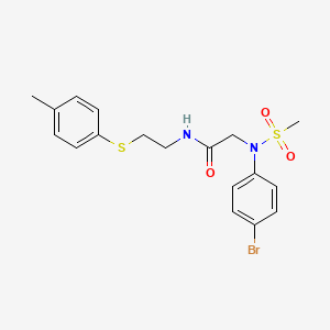molecular formula C18H21BrN2O3S2 B3935906 N~2~-(4-bromophenyl)-N~1~-{2-[(4-methylphenyl)thio]ethyl}-N~2~-(methylsulfonyl)glycinamide 