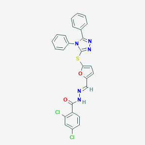 molecular formula C26H17Cl2N5O2S B393592 2,4-dichloro-N'-({5-[(4,5-diphenyl-4H-1,2,4-triazol-3-yl)sulfanyl]-2-furyl}methylene)benzohydrazide 