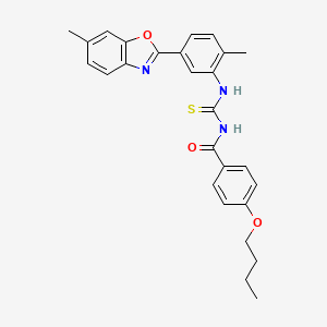 molecular formula C27H27N3O3S B3935951 4-butoxy-N-({[2-methyl-5-(6-methyl-1,3-benzoxazol-2-yl)phenyl]amino}carbonothioyl)benzamide 