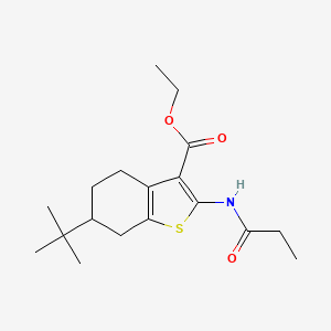 molecular formula C18H27NO3S B3935964 ethyl 6-tert-butyl-2-(propionylamino)-4,5,6,7-tetrahydro-1-benzothiophene-3-carboxylate 