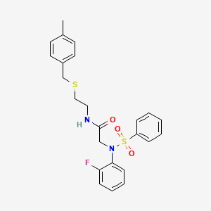 molecular formula C24H25FN2O3S2 B3935994 N~2~-(2-fluorophenyl)-N~1~-{2-[(4-methylbenzyl)thio]ethyl}-N~2~-(phenylsulfonyl)glycinamide 