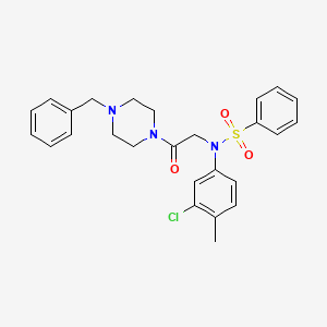 molecular formula C26H28ClN3O3S B3936038 N-[2-(4-benzyl-1-piperazinyl)-2-oxoethyl]-N-(3-chloro-4-methylphenyl)benzenesulfonamide 