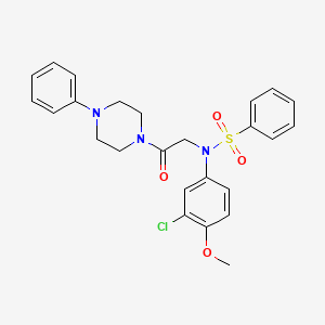 molecular formula C25H26ClN3O4S B3936041 N-(3-chloro-4-methoxyphenyl)-N-[2-oxo-2-(4-phenyl-1-piperazinyl)ethyl]benzenesulfonamide 