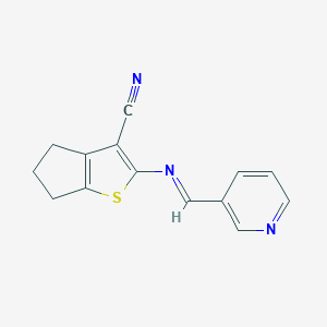 molecular formula C14H11N3S B393606 2-[(3-pyridinylmethylene)amino]-5,6-dihydro-4H-cyclopenta[b]thiophene-3-carbonitrile CAS No. 314282-25-2