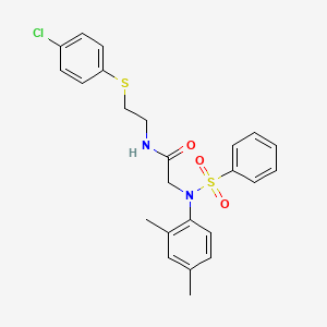 molecular formula C24H25ClN2O3S2 B3936076 N~1~-{2-[(4-chlorophenyl)thio]ethyl}-N~2~-(2,4-dimethylphenyl)-N~2~-(phenylsulfonyl)glycinamide 