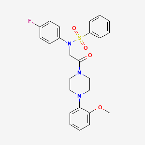 molecular formula C25H26FN3O4S B3936079 N-(4-fluorophenyl)-N-{2-[4-(2-methoxyphenyl)-1-piperazinyl]-2-oxoethyl}benzenesulfonamide 