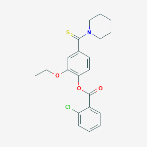 molecular formula C21H22ClNO3S B393612 2-Ethoxy-4-(1-piperidinylcarbothioyl)phenyl 2-chlorobenzoate 