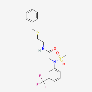 molecular formula C19H21F3N2O3S2 B3936129 N~1~-[2-(benzylthio)ethyl]-N~2~-(methylsulfonyl)-N~2~-[3-(trifluoromethyl)phenyl]glycinamide 