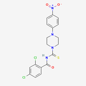 molecular formula C18H16Cl2N4O3S B3936135 2,4-dichloro-N-{[4-(4-nitrophenyl)-1-piperazinyl]carbonothioyl}benzamide 