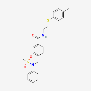 molecular formula C24H26N2O3S2 B3936137 N-{2-[(4-methylphenyl)thio]ethyl}-4-{[(methylsulfonyl)(phenyl)amino]methyl}benzamide 