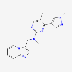 molecular formula C18H19N7 B3936155 N-(imidazo[1,2-a]pyridin-3-ylmethyl)-N,5-dimethyl-4-(1-methyl-1H-pyrazol-4-yl)pyrimidin-2-amine 