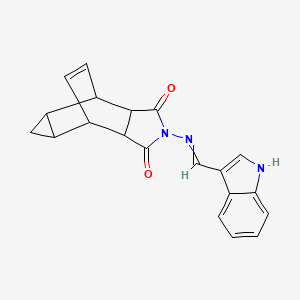 molecular formula C20H17N3O2 B3936159 4-[(1H-indol-3-ylmethylene)amino]-4-azatetracyclo[5.3.2.0~2,6~.0~8,10~]dodec-11-ene-3,5-dione 