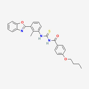 molecular formula C26H25N3O3S B3936177 N-({[3-(1,3-benzoxazol-2-yl)-2-methylphenyl]amino}carbonothioyl)-4-butoxybenzamide 
