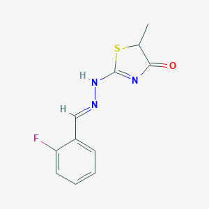 molecular formula C11H10FN3OS B393618 2-[(2E)-2-[(2-fluorophenyl)methylidene]hydrazinyl]-5-methyl-1,3-thiazol-4-one 