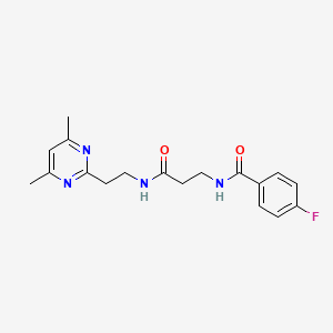 molecular formula C18H21FN4O2 B3936207 N-(3-{[2-(4,6-dimethylpyrimidin-2-yl)ethyl]amino}-3-oxopropyl)-4-fluorobenzamide 