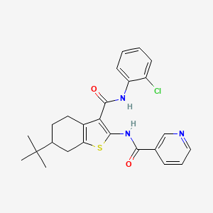 molecular formula C25H26ClN3O2S B3936246 N-(6-tert-butyl-3-{[(2-chlorophenyl)amino]carbonyl}-4,5,6,7-tetrahydro-1-benzothien-2-yl)nicotinamide 