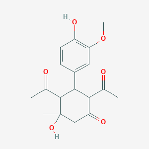 molecular formula C18H22O6 B393626 2,4-Diacetyl-5-hydroxy-3-(4-hydroxy-3-methoxyphenyl)-5-methylcyclohexanone 