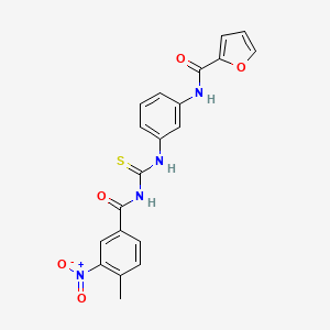 molecular formula C20H16N4O5S B3936290 N-[3-({[(4-methyl-3-nitrobenzoyl)amino]carbonothioyl}amino)phenyl]-2-furamide 