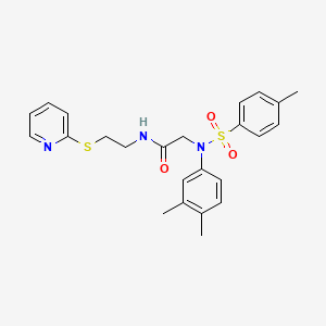 molecular formula C24H27N3O3S2 B3936327 N~2~-(3,4-dimethylphenyl)-N~2~-[(4-methylphenyl)sulfonyl]-N~1~-[2-(2-pyridinylthio)ethyl]glycinamide 