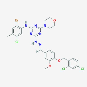 molecular formula C29H27BrCl3N7O3 B393633 4-[(2,4-Dichlorobenzyl)oxy]-3-methoxybenzaldehyde [4-(2-bromo-5-chloro-4-methylanilino)-6-(4-morpholinyl)-1,3,5-triazin-2-yl]hydrazone 