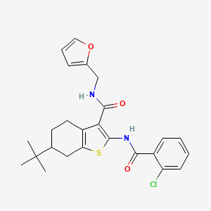 molecular formula C25H27ClN2O3S B3936333 6-tert-butyl-2-[(2-chlorobenzoyl)amino]-N-(2-furylmethyl)-4,5,6,7-tetrahydro-1-benzothiophene-3-carboxamide 