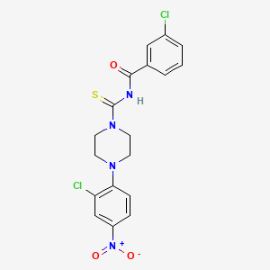 molecular formula C18H16Cl2N4O3S B3936422 3-chloro-N-{[4-(2-chloro-4-nitrophenyl)-1-piperazinyl]carbonothioyl}benzamide 