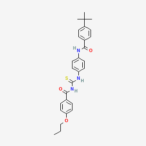 molecular formula C28H31N3O3S B3936440 4-tert-butyl-N-[4-({[(4-propoxybenzoyl)amino]carbonothioyl}amino)phenyl]benzamide 