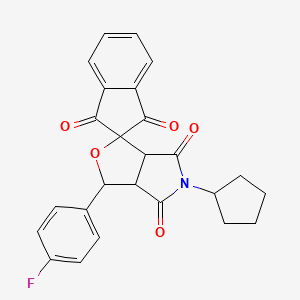 5-cyclopentyl-3-(4-fluorophenyl)-3a,6a-dihydrospiro[furo[3,4-c]pyrrole-1,2'-indene]-1',3',4,6(3H,5H)-tetrone