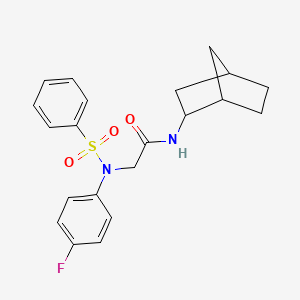 molecular formula C21H23FN2O3S B3936511 N~1~-bicyclo[2.2.1]hept-2-yl-N~2~-(4-fluorophenyl)-N~2~-(phenylsulfonyl)glycinamide 