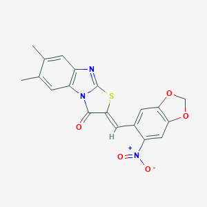 molecular formula C19H13N3O5S B393652 2-({6-nitro-1,3-benzodioxol-5-yl}methylene)-6,7-dimethyl[1,3]thiazolo[3,2-a]benzimidazol-3(2H)-one 