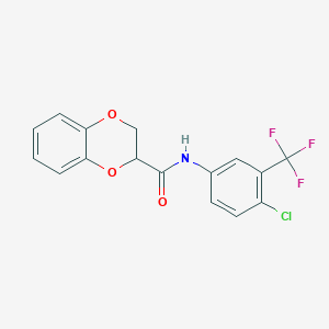 molecular formula C16H11ClF3NO3 B3936533 N-[4-chloro-3-(trifluoromethyl)phenyl]-2,3-dihydro-1,4-benzodioxine-2-carboxamide 