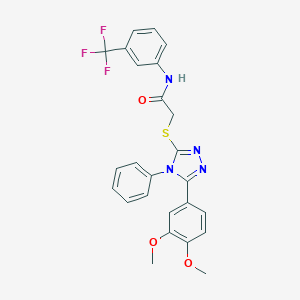 molecular formula C25H21F3N4O3S B393655 2-[[5-(3,4-dimethoxyphenyl)-4-phenyl-1,2,4-triazol-3-yl]sulfanyl]-N-[3-(trifluoromethyl)phenyl]acetamide CAS No. 311775-72-1