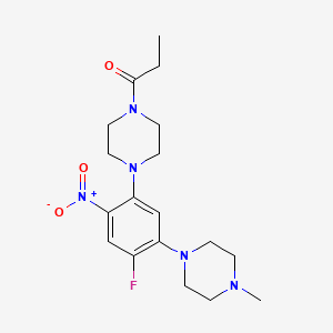 molecular formula C18H26FN5O3 B3936565 1-[4-fluoro-5-(4-methyl-1-piperazinyl)-2-nitrophenyl]-4-propionylpiperazine 