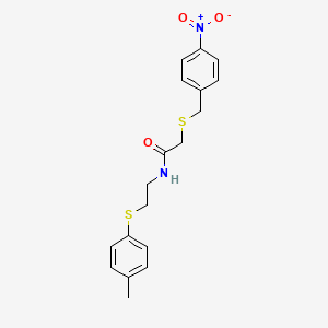 molecular formula C18H20N2O3S2 B3936626 N-{2-[(4-methylphenyl)thio]ethyl}-2-[(4-nitrobenzyl)thio]acetamide 