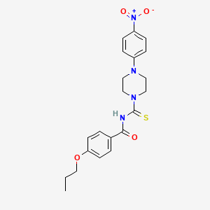 molecular formula C21H24N4O4S B3936634 N-{[4-(4-nitrophenyl)-1-piperazinyl]carbonothioyl}-4-propoxybenzamide 
