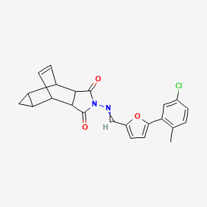 molecular formula C23H19ClN2O3 B3936679 4-({[5-(5-chloro-2-methylphenyl)-2-furyl]methylene}amino)-4-azatetracyclo[5.3.2.0~2,6~.0~8,10~]dodec-11-ene-3,5-dione 