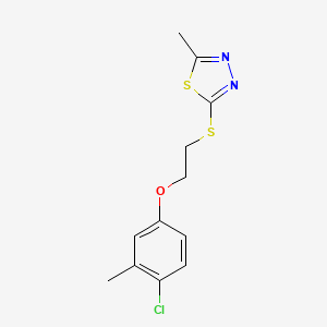 molecular formula C12H13ClN2OS2 B3936686 2-{[2-(4-chloro-3-methylphenoxy)ethyl]thio}-5-methyl-1,3,4-thiadiazole 
