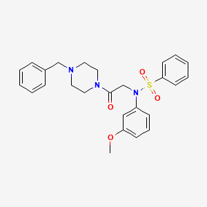 molecular formula C26H29N3O4S B3936702 N-[2-(4-benzyl-1-piperazinyl)-2-oxoethyl]-N-(3-methoxyphenyl)benzenesulfonamide 