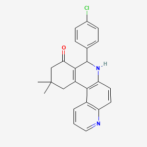 molecular formula C24H21ClN2O B3936703 8-(4-chlorophenyl)-11,11-dimethyl-8,10,11,12-tetrahydrobenzo[a]-4,7-phenanthrolin-9(7H)-one 
